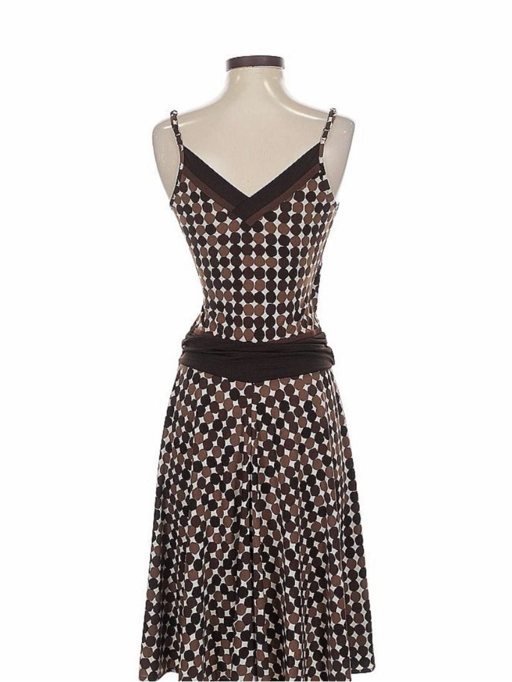 BCBG Max Azria Y2K Brown Geometric Mesh Wrap Midi Dress XS